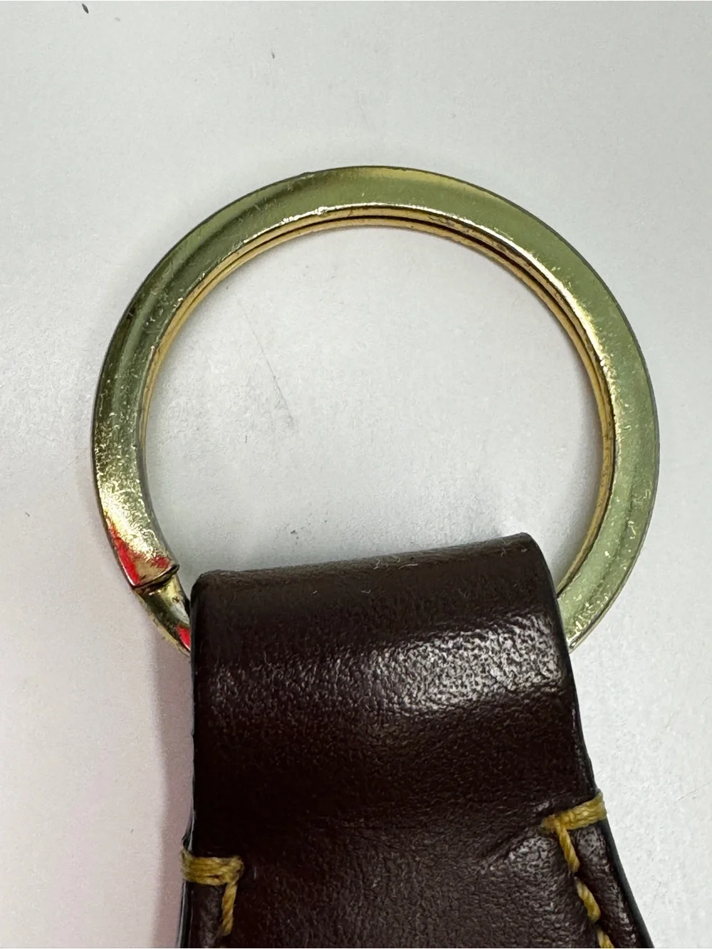 Dooney & Bourke Brown Leather Key Ring with Gold Hardware